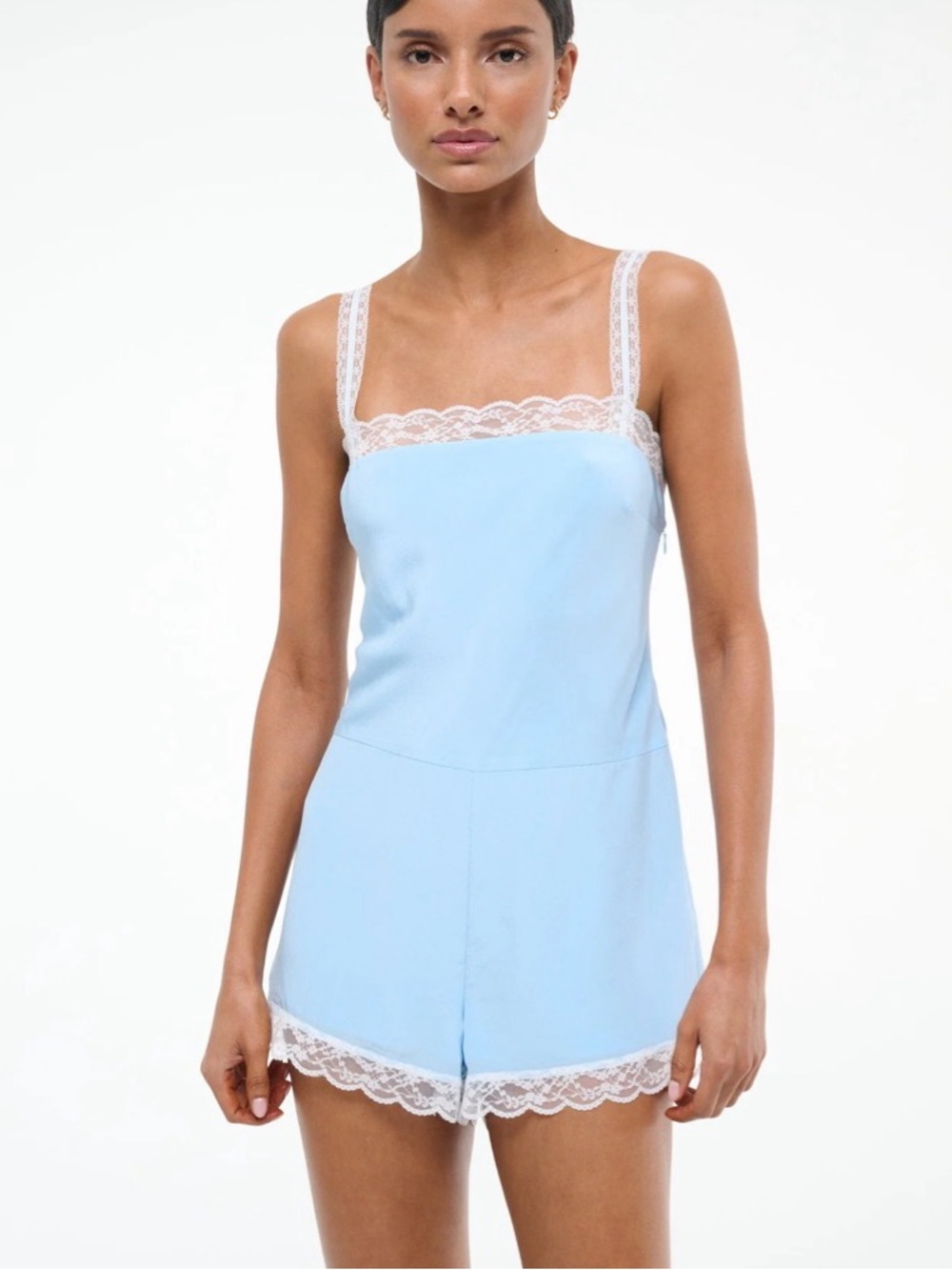 Staud Veronica Blue Lace Romper